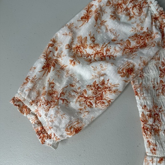 Loft Smocked Square Neck Top Size S Cottagecore Floral Boho - Picture 4 of 8